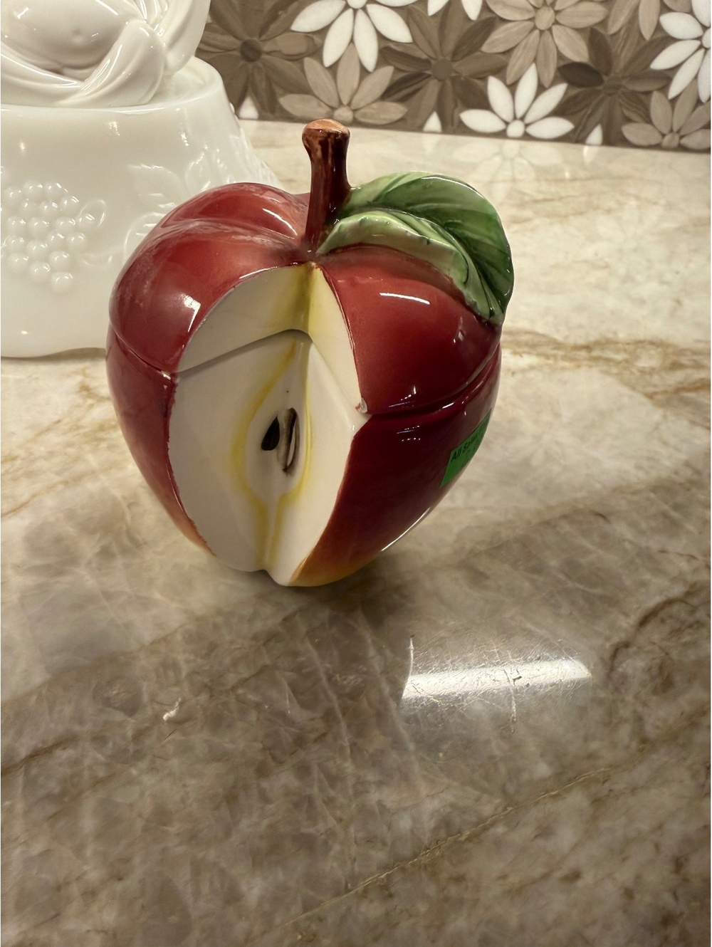 Vintage Ceramic Red Apple Lidded Jam Jar Sugar Bowl